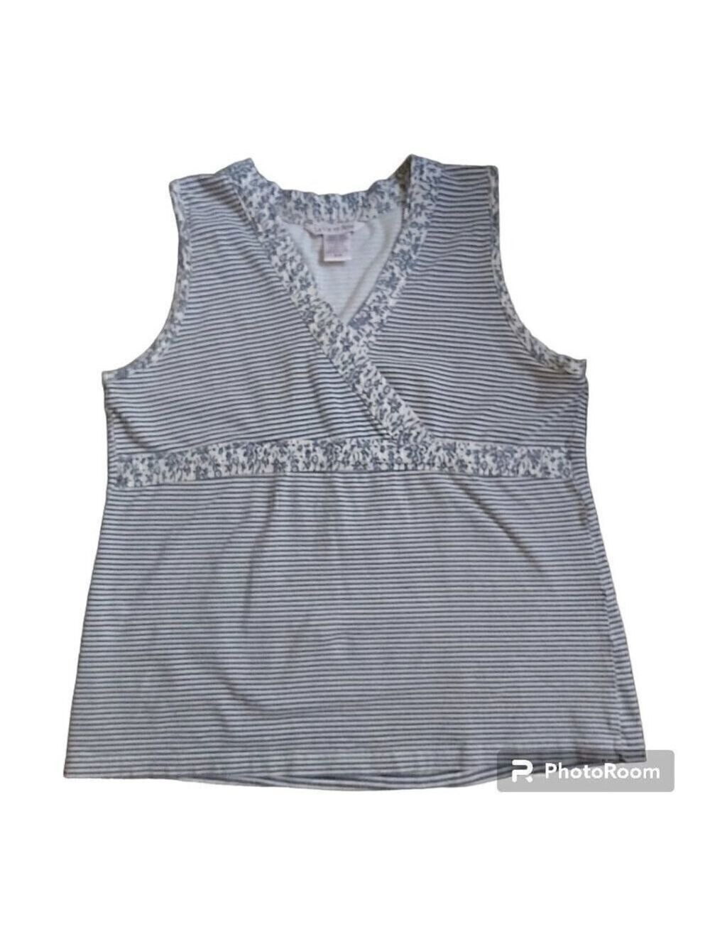 La Vie en Rose Women's Cotton Blend Lounge Surplice Neck Top Empire Waist-Size S